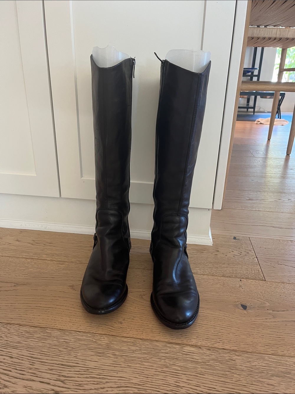 Via Spiga Black Tall Leather Riding Boots